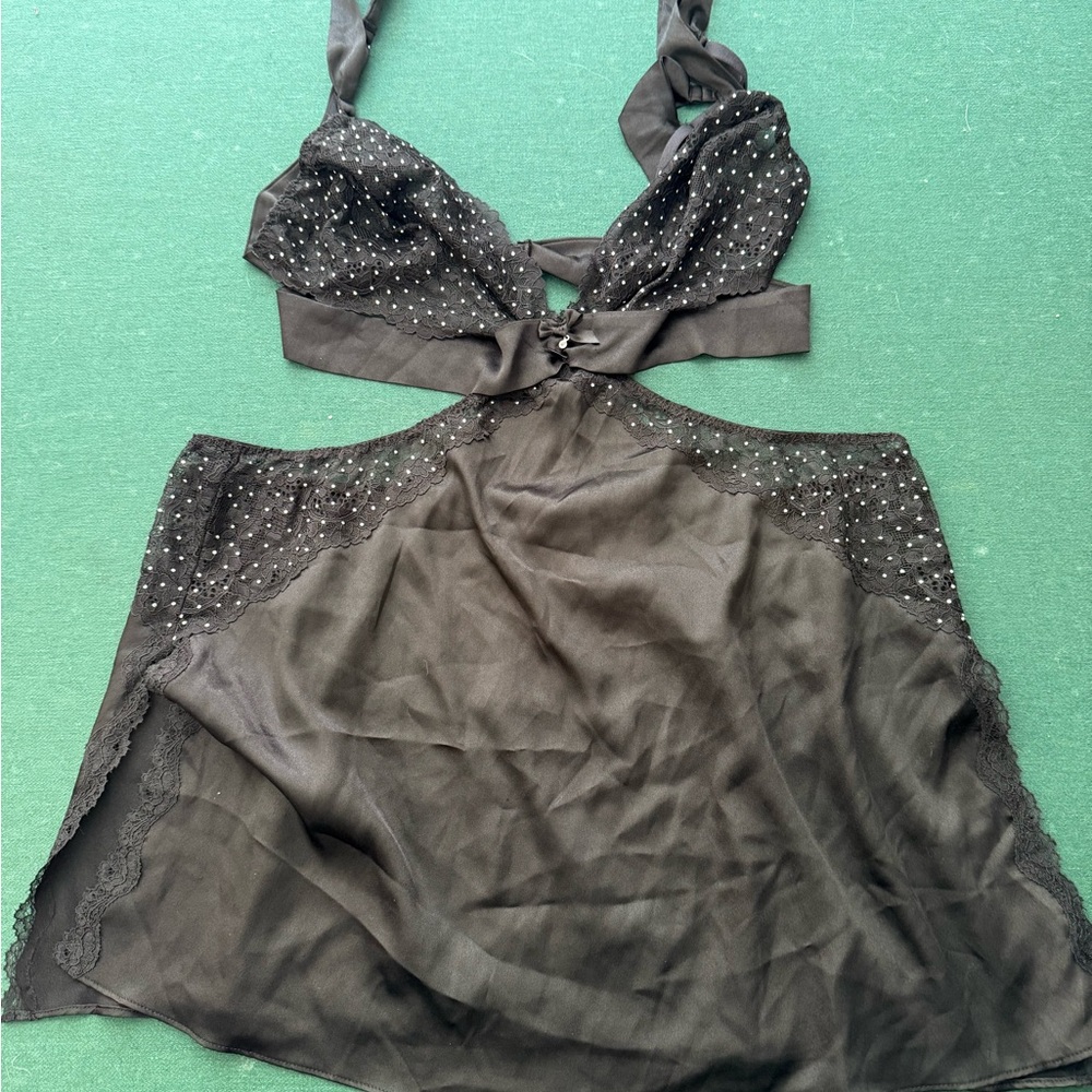 Victoria's Secret Black Sheer Lace Top